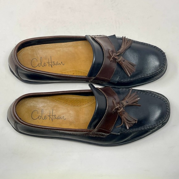 Cole Haan Mens Sz 8 M Loafer Black Brown Tassle Driving Leather S1009-1373 - Picture 8 of 10